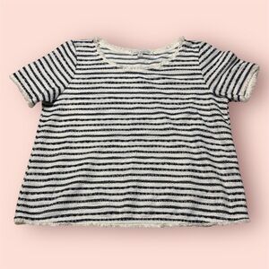 Striped Women’s T-Shirt Blouse- Navy and White